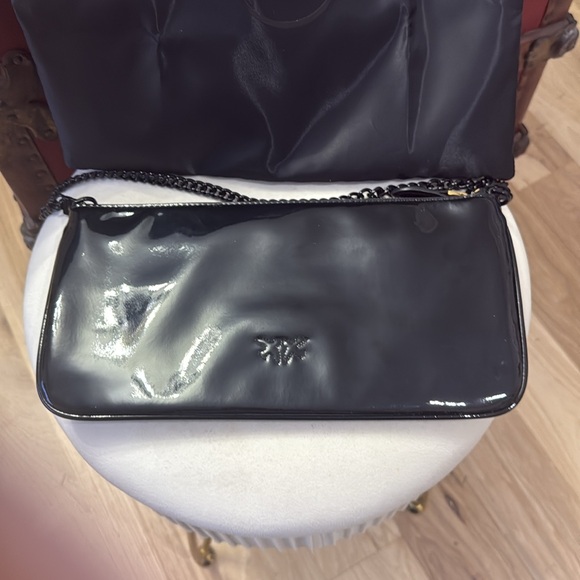 Pinko Black Clutch with Glossy Finish NWOT